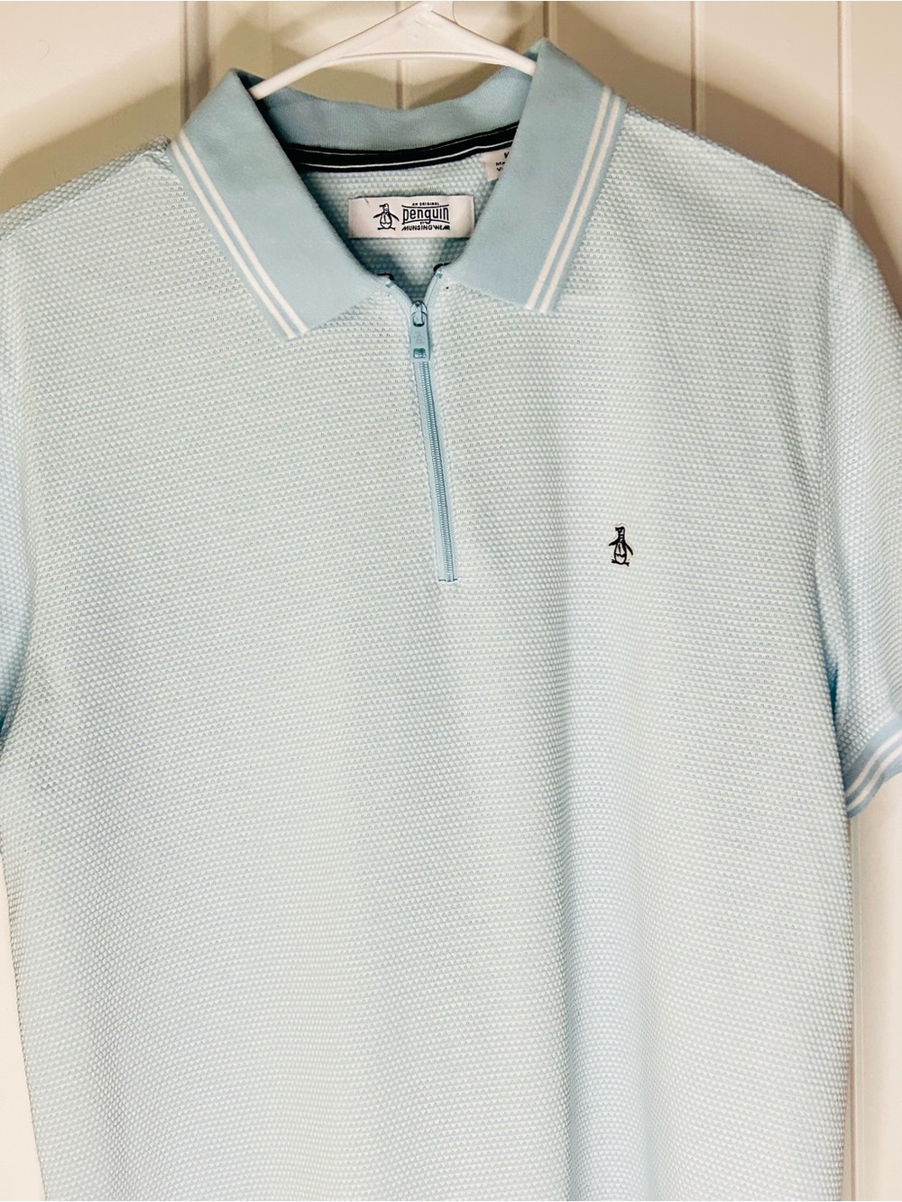 Original Penguin Light Aqua Quarter-Zip Polo